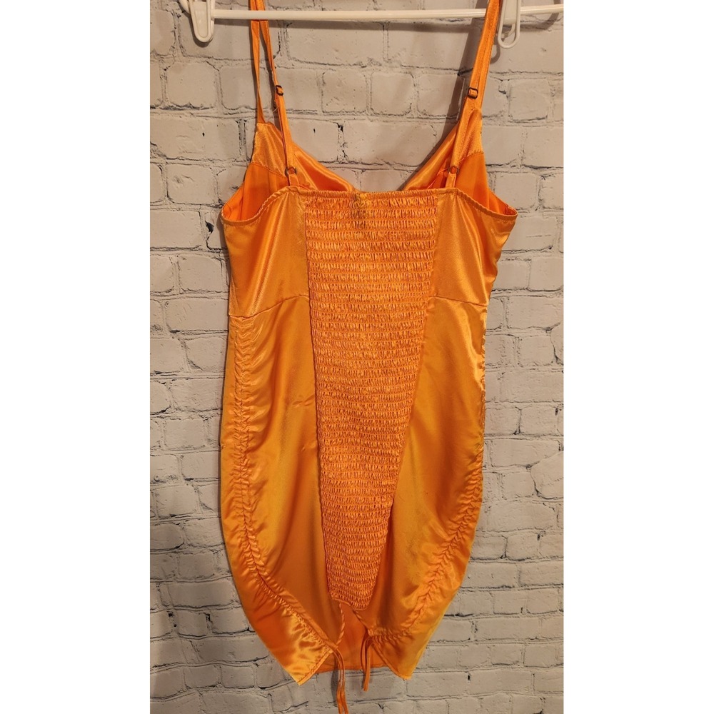WILD FABLE Tangerine‎ Orange  Draped Neckline Ruched Mini Dress Medium - Picture 7 of 9
